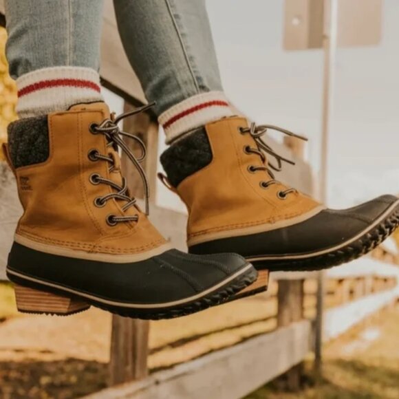 SOREL Slimpack II Lace Waterproof Boots in Elk Black 7.5 - Picture 3 of 16